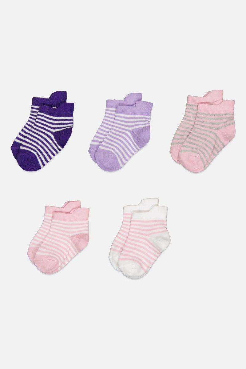 Mudd Kids Girl 5 Pairs Stripe Socks, Multicolor - Image 3
